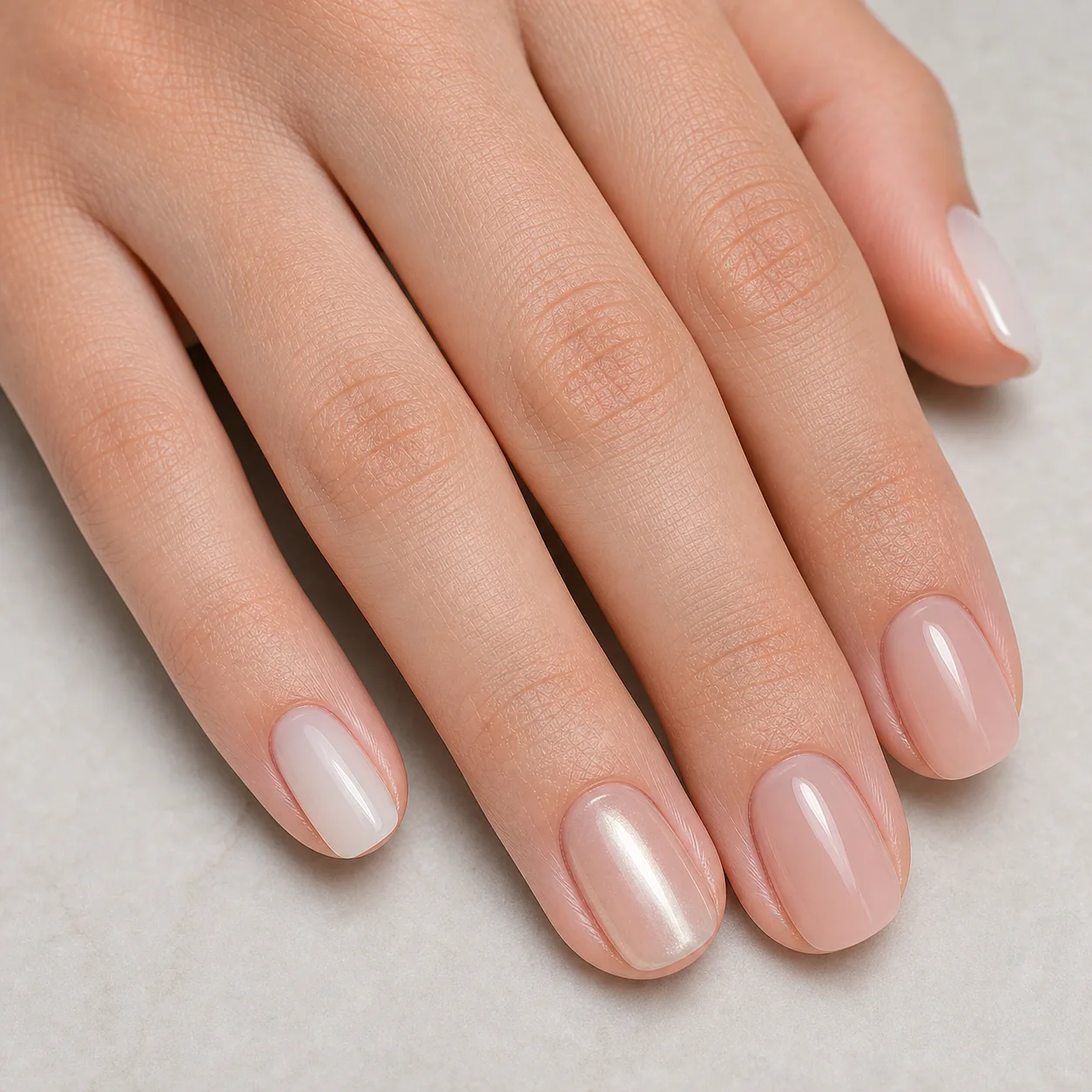 Milky nails with a sheer glossy finish