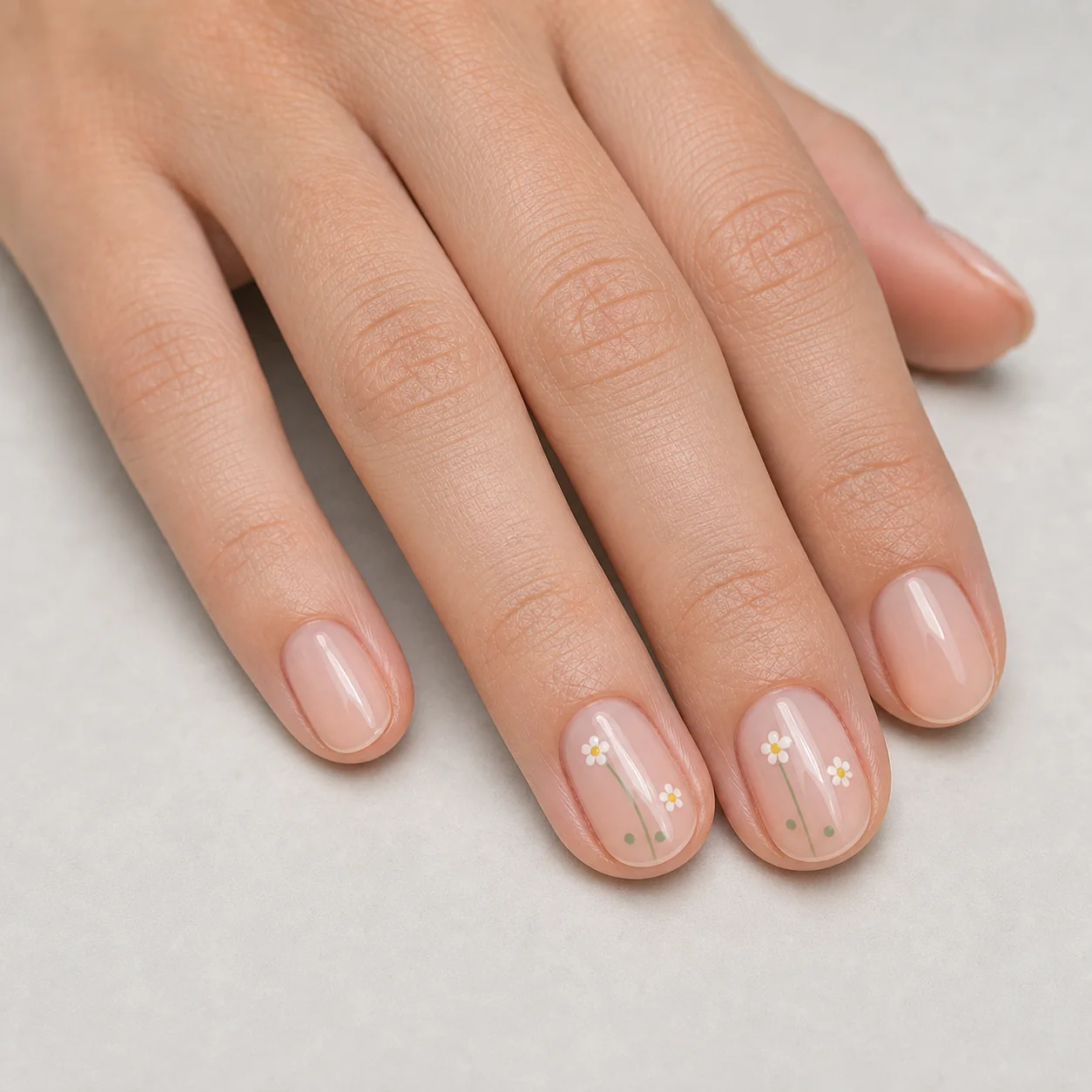 Floral nails with soft pastel accents